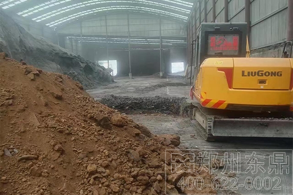 陕西600吨煤泥烘干机项目基础建设施工现场