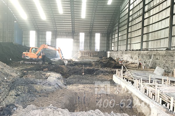 内蒙古客户1000吨煤泥干燥机项目土建现场